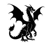 Chinese Dragon Silhouette Art Vinyl Wall Decals 42x44.6cm Window Decals Black