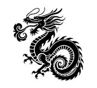 Chinese Dragon Silhouette Vinyl Art Sticker 42x43.4cm Wall beautification Black