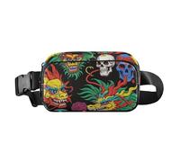 Chinese Dragon Skull Black Fashionable Waist Bag Fanny Pack for Women Men Teenagers Waterproof Sling Bag Travel Essential with Adjustable Strap for Travel Shopping Running