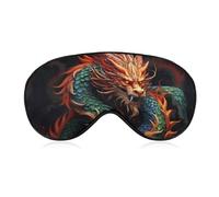 Chinese Dragon Sleep Mask Light Block-Out Eye Mask for Side Sleeper Pressure-Free Soft Night Blindfold with Adjustable Strap Breathable Sleep Eye Cover for Travel