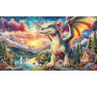 Chinese-dragon-soaring-through-colorful-clouds Jigsaw Puzzles 1000 Pieces Educational Game Challenge Fun and Challenging Family Game for Women, Gifts for Men for Relaxation 38x52/1000pcs