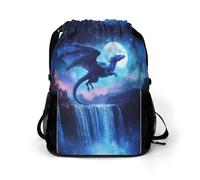 Chinese Dragon Sports Drawstring Bag for Men Women Large Beach Gym Backpack with Shoe Compartment