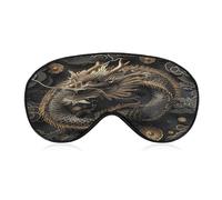 Chinese Dragon Style Eye Mask with Adjustable Strap Soft Breathable Sleep Mask for Home Office Travel Airplane Light Blocking Comfortable Eye Covers for Women Men