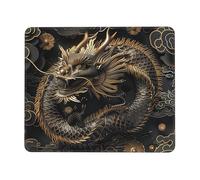Chinese Dragon Style Mouse Pad with Stitched Edge, Comfortable Mouse Pads with Non-Slip Rubber Base Gaming Mouse Mat Washable Mousepads Computers Laptop Desk Accessories for Office 10 x 12 inch