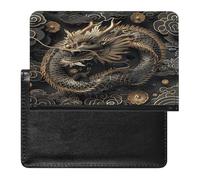 Chinese Dragon Style Passport Holder PU Leather Passport Wallet Cute Passport Cover Case Portable Credit Card Organizer Beautiful Travel Document Organizer for Women Men