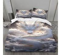 Chinese Dragon Super King Duvet Cover Mythical Creature SuperKing Bedding Set Microfibre Reversible Bedding with Zipper Closure 3D Pattern Quilt Cover and 2 PillowCases 50x75cmH2862