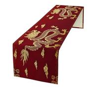 Chinese Dragon Table Runner, Happy Chinese New Year Asian Golden Dragon Cloud Print Table Runner for Home Party Kitchen Dining Table Decor, 13x70inch