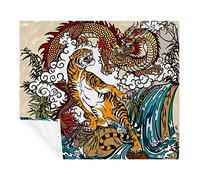 Chinese Dragon Tiger Fleece Throw Blanket,Super Soft Luxurious Bedding Blanket