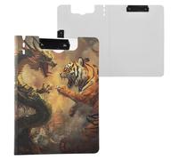 Chinese Dragon Tigers Clipboard a4 Clip Board Foldover Document Folder Files for Paperwork with Clips Lightweight Plastic
