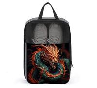 Chinese Dragon Travel Shoe Bag Holds with Dual Zippers & Mesh - Large Capacity Portable Shoe Storage Bags, Water-Resistant Shoe Pouch Organizer for Man Women Travel & Daily Use