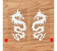 Chinese Dragon Tribal Decal Vinyl Sticker - Mirror Images Reversed - Pair White, 10.2cm - No Background for Car Boat Laptop 01261