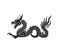 Chinese Dragon Vinyl Wall Decal Asian Fantasy Art Vinyl Sticker Waterproof Wallpaper DIY-L-56x91cm-Black
