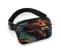 Chinese Dragon Waist Bag Fashion Fanny Bag with Adjustable Strap for Outdoor Workout Cycling Unisex, white, 20x13cm, Waist Bag