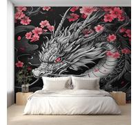 Chinese Dragon Wallpaper, Cherry Blossom Asian Japan Wall Mural, Living Room Wallpaper for Bedroom, Home Decor, Photo Wall Paper, 274 x 254 cm EC&LC