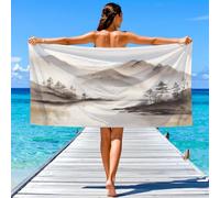 Chinese Elegant Beach Towel, Extra Large 200 x 100 cm Microfibre, Sand Free Quick Dry Calm Exquisite Zen Natural Landscape Mountains Beach Towel, Ideal Vacation Gifts for Pool