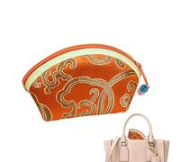 Chinese Embroidery Coin - Small Vintage Hand Change Wallet | Elegant Floral Zipper Pouch Women Carryall, Orienta Style Hand Organizer, Orange, Se référer au descriptif, Refer to description