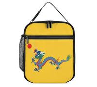 Chinese Empire Under The Qing Dynasty Flag Lunch Bag Insulated Bento Box Tote Bags Portable Lunchbag for Women Men Work Picnic