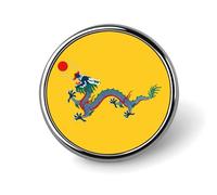 Chinese Empire Under The Qing Dynasty Flag Print Round Badge Metal Decorative Brooches 1 Inch Funny Lapel Pin Gift Or Backpack Clothing