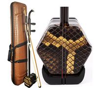 Chinese Erhu, Ebony Erhu Black 2-String With Bow 10-Grid Drum Skin Includes Learning DVD Rosin Hard Case