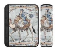 Chinese Ethnic Tribe Camel Woman Vintage 2 pcs car seat Strap Covers Protects Your Neck and Shoulders for Most Cars funda para cinturón de carro