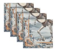 Chinese Ethnic Tribe Camel Woman Vintage Dinner Napkins Napkins Reusable Polyester Cloth Decorative Cocktail Cloth Napkins Cloth Napkins Set of 4 20 x 20in