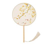 Chinese Fan Inks Painting Ancient Chinese Wedding With Pendant Handhelds Round Tassels Silk Tassels Silk