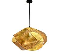 Chinese- Farmhouse Chandelier,Woven Rattan Restaurant Light Fixture,Adjustable Height Wicker Cage Pendant Light