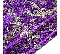 Chinese Faux Silk Fabric Phoenix Floral Brocade Satin Fabric Sold by Meter (Dark Purple)
