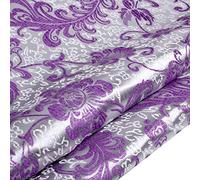 Chinese Faux Silk Fabric Phoenix Floral Brocade Satin Fabric Sold by Meter (Purple)