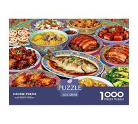 Chinese Feast Jigsaw Puzzles Puzzle for Adults Kids. 1000 Pieces Various Dishes Platter Whimsical Challenge Toy Educational Games Home Decoration for Adults& Kids Age 14 Years Up 52x38cm/1000pcs