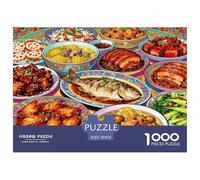 Chinese Feast Jigsaw Puzzles Puzzles for Adults Kids. 1000 Piece Various Dishes Platter Impossible Challenge Toy Educational Games Home Decoration for Adults& Kids Age 14 Years Up 70x50cm/1000pcs