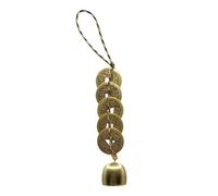 Chinese Feng Shui Bell, Chinese Hanging Wind Chimes with 5 Good Luck Coins for Wealth/Healthy/Peace/Success, Good Luck Metal Decor for Home/Garden/Car (glod)