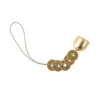 Chinese Feng Shui Bell Decor with 5 Good Luck Coins for Wealth and Healthy, Peace and Success, Copper Feng Shui Hanging Bell Wind Chime for Door, Home, Car Decor