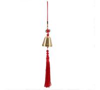 Chinese Feng Shui Brass Bell for Wealth and Success - Copper Wind Chime with Five Emperors Design, Red Yellow Colors, for Door, Car or Home Decor, Includes(RED)