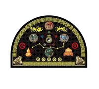 Chinese Feng Shui Decor Outdoor Doormats Retro Luckly Semicircular Five Elements Stars, Dragon and Phoenix Indoor Door Mat for Office Home Living Room Business (Black)