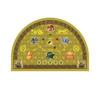 Chinese Feng Shui Decor Outdoor Doormats Retro Luckly Semicircular Five Elements Stars, Dragon and Phoenix Indoor Door Mat for Office Home Living Room Business (Yellow)