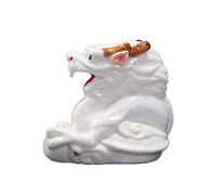 Chinese Feng Shui Dragon Statue - 2024 Year of the Dragon Figurine, White Zodiac Animal Collectible, Home Office Decor, for Chinese New Year & Rooster Enthusiasts
