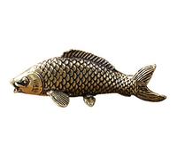 Chinese Feng Shui Fish Statue Figure Brass Arowana Golden Fish Wealth Happy Treasure Sculpture Desktop Ornament for Home Office Decoration Golden