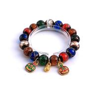 Chinese Feng Shui “Gold Swallows Beast” Woman/Man bracelet,blessings for wealth, Good Luck, Health,Cause and Studies (Multicolored - Lucky, For Man: 12mm Per Bead*17 Beads)