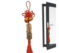 Chinese Feng Shui Ornaments, Gourd Red Chinese Knot Tassel, Feng Shui Five Emperors Copper Money Key Chain Pendant, Feng Shui Wealth Pendant, Chinese Ancient Blessings Of Health Happiness
