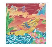 Chinese Festival Dragon Boat FestivalOpaque Polyester Shower Curtain, Water-Resistant, Heat-Resistant, 12 C-Shaped Hooks & Stainless Grommets - Shower Curtains, Shower Curtains for Bathroom, Bathroom
