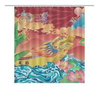 Chinese Festival Dragon Boat FestivalOpaque Polyester Shower Curtain, Water-Resistant, Heat-Resistant, 12 C-Shaped Hooks & Stainless Grommets - Shower Curtains, Shower Curtains for Bathroom, Bathroom