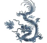 Chinese Fighting Dragon Iron on Patches Sew Embroidered Patches Appliques DIY Motif for Clothing Decoration