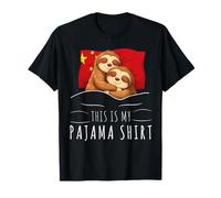 Chinese Flag Pajama Sleeping Sloth Sleepover China T-Shirt