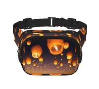 Chinese Flying Lanterns Unisex Adjustable Waist Square Double Layer Waist Pack for Outdoor Activities Travelling Running Hiking