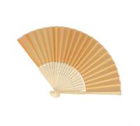 Chinese Folding Fan, Single-Sided Silk Small Blank Fan Handmade for Decoration Dance Performance(Gold)