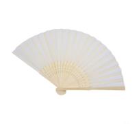 Chinese Folding Fan, Single-Sided Silk Small Blank Fan Handmade for Decoration Dance Performance(White)