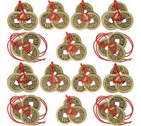 Chinese Fortune Coins Feng Shui Coins I Ching Coins Good Luck Coins Traditional Brass New Year Coins with Red String for Wealth and Success, 5 Styles (30)