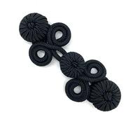 Chinese Frog Closure Knot Button Fastener for Cheongsam, Tang Suit Decoration, DIY Sewing Button, Gold and Black, 1 Pair-Black-4x15cm