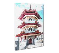 Chinese Garden In Singapore Painting Modern Canvas Wall Art Print Ready to Hang, Framed Picture for Living Room Bedroom Home Office Décor, 20x14 Inch (50x35 cm)